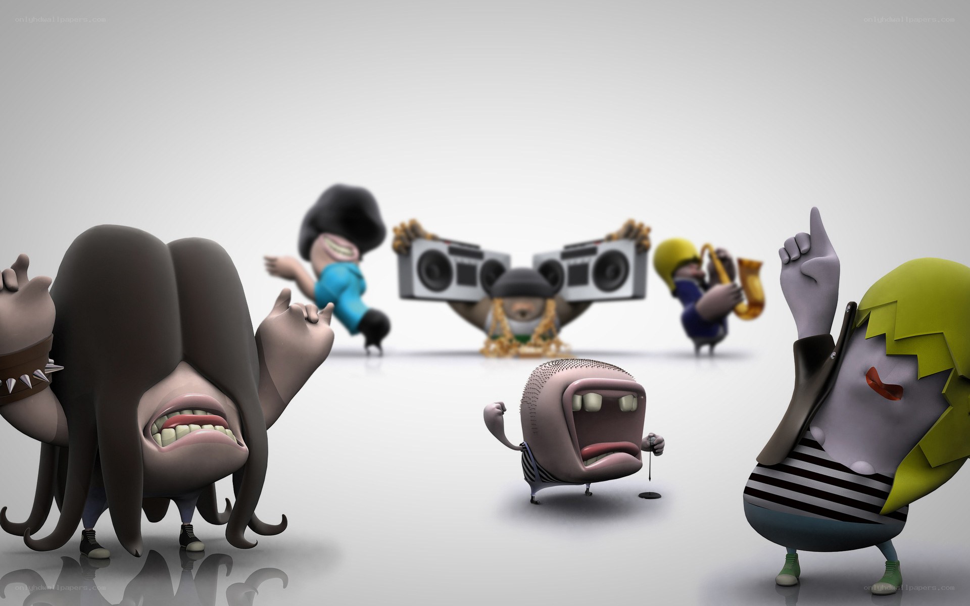 cartoon band performing music