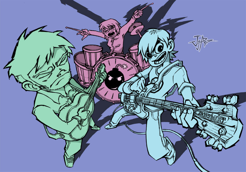 Cartoon band performing music