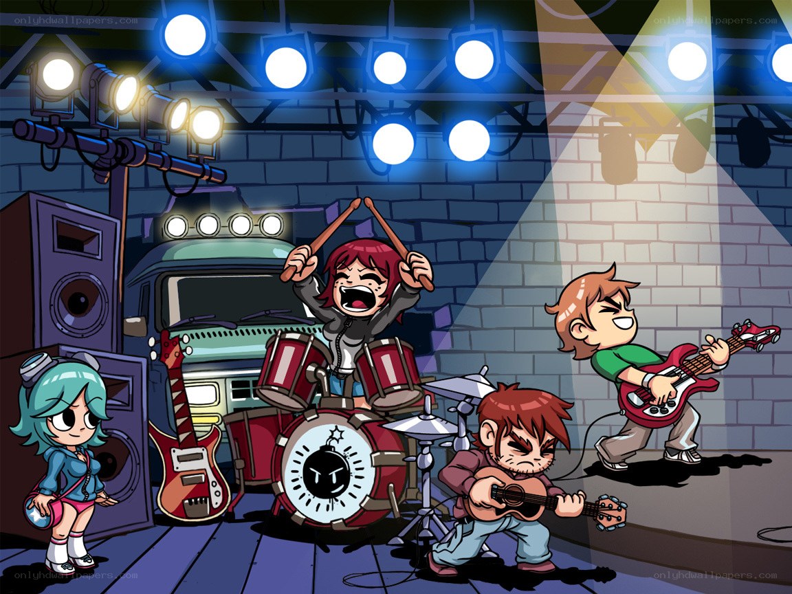 Cartoon band performing on stage