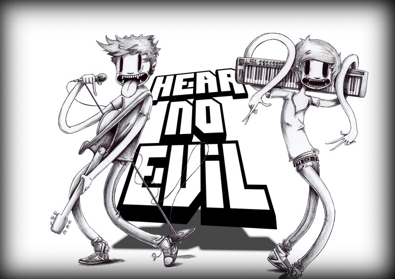 Cartoon band with instruments
