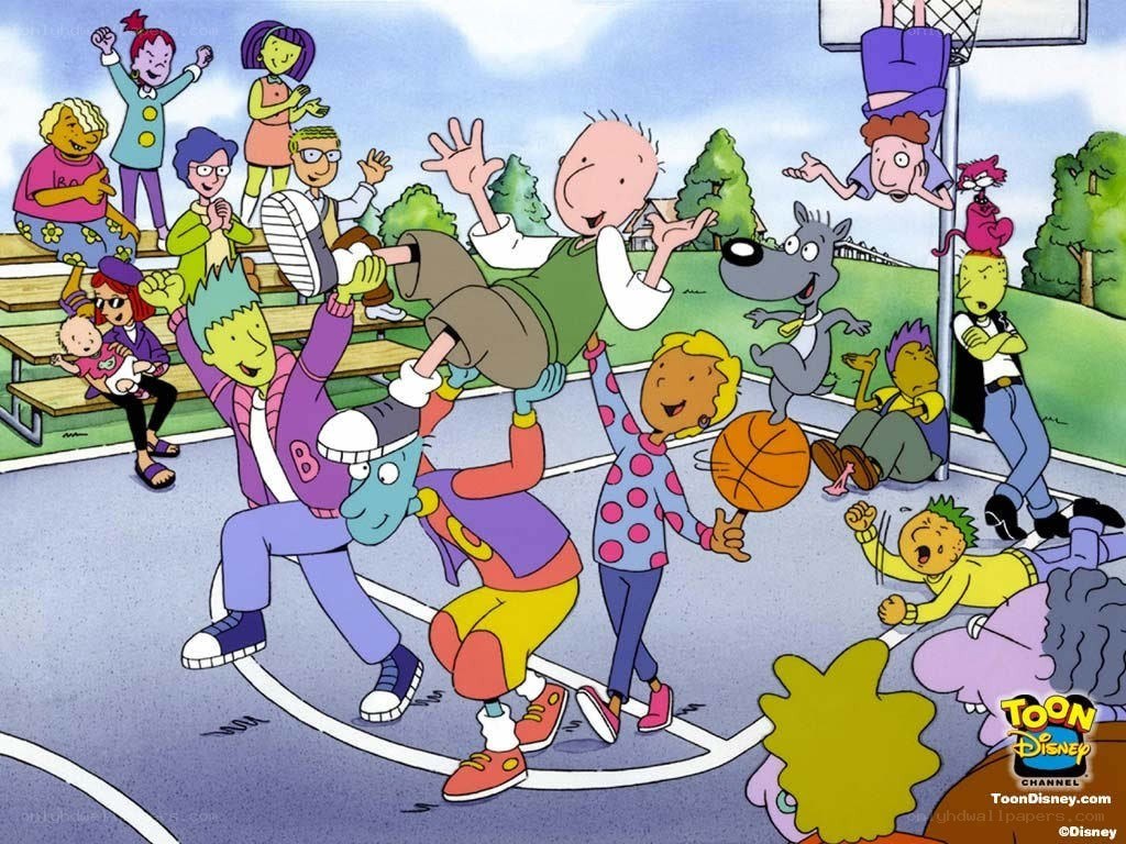 Cartoon basketball game chaos