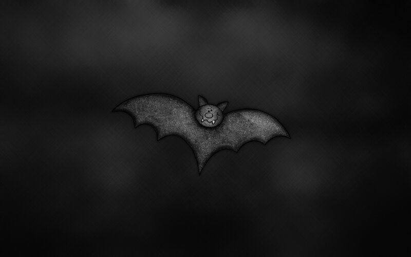 cartoon bat on dark background