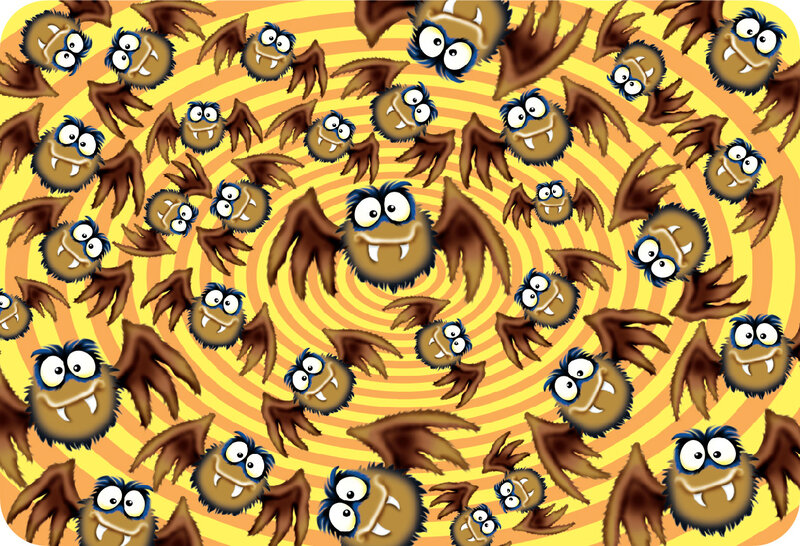 Cartoon Bats on Spiral