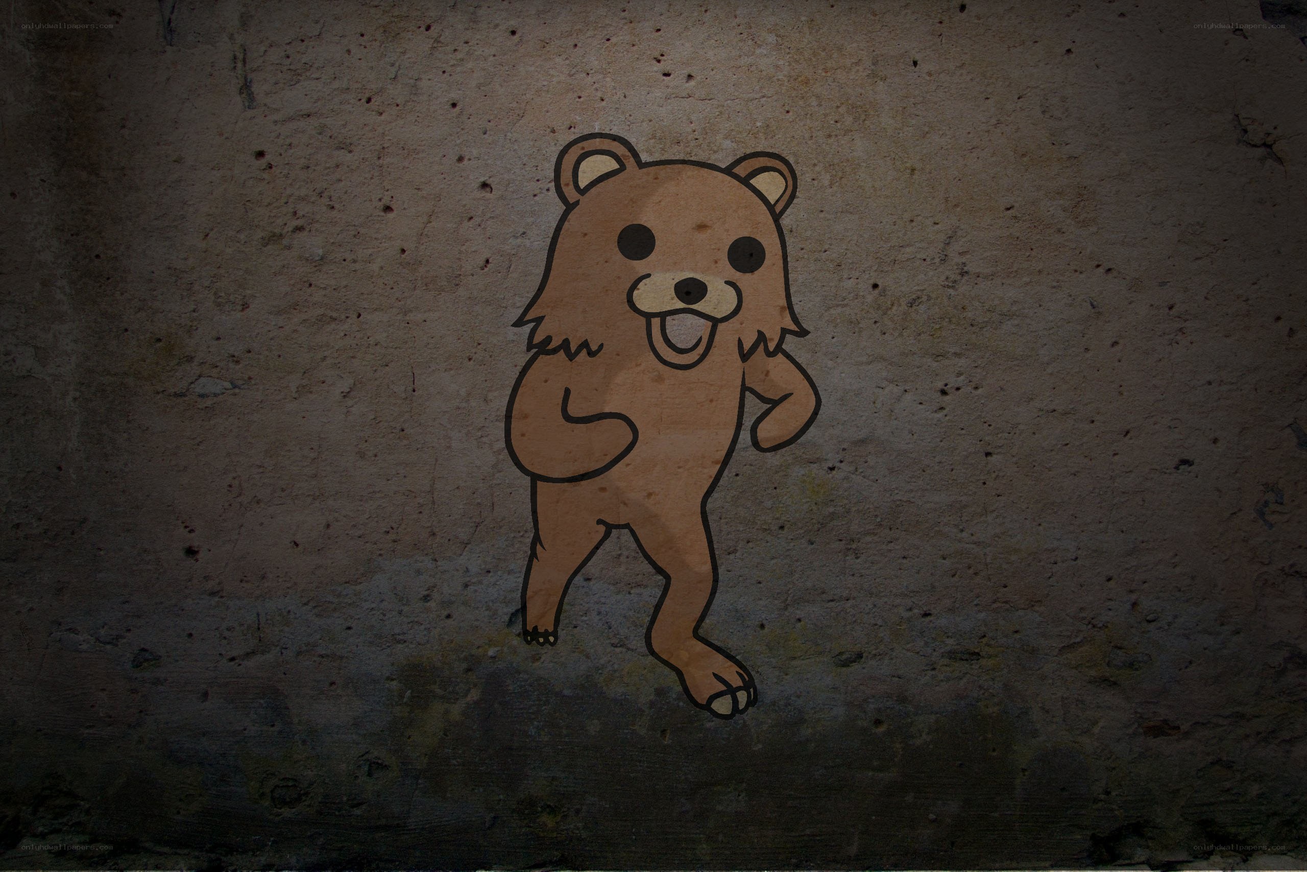 cartoon bear graffiti on wall