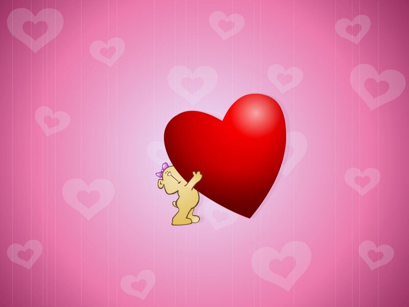 Cartoon Bear Holding Heart — Pink