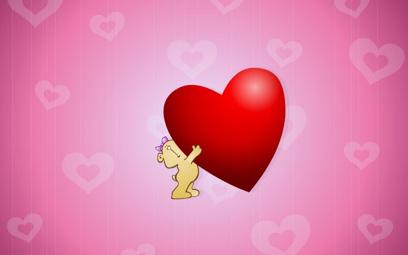 Cartoon Bear Holding Heart