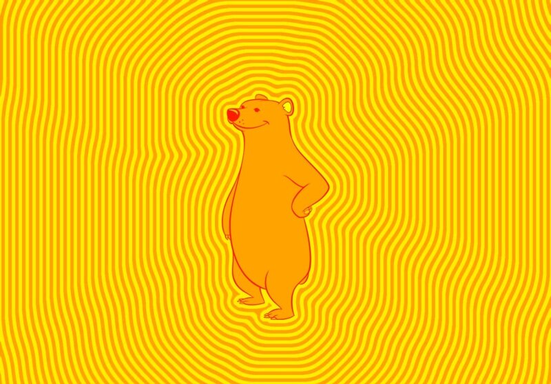 cartoon bear on yellow background