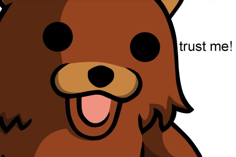 cartoon bear saying trust me