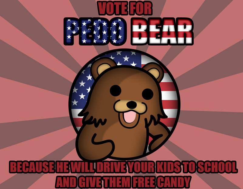 Cartoon Bear with Flag