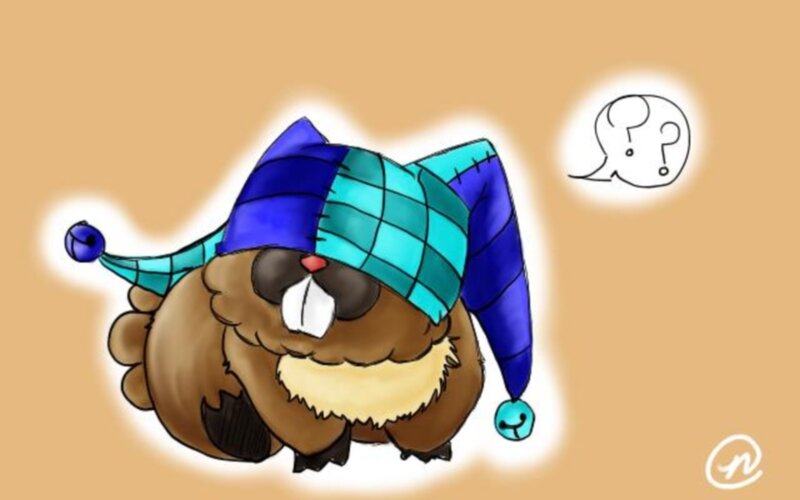 cartoon beaver in jester hat