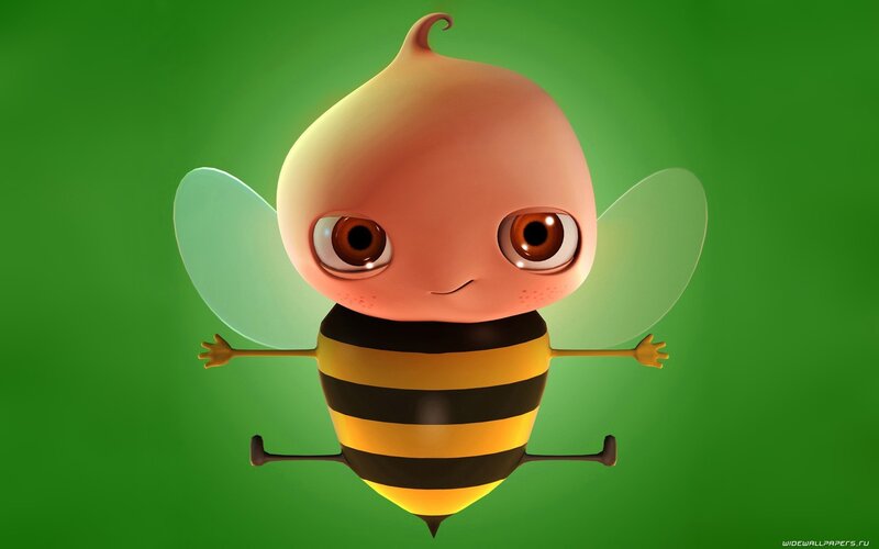Cartoon Bee Character — Green, Playful, 3d Render