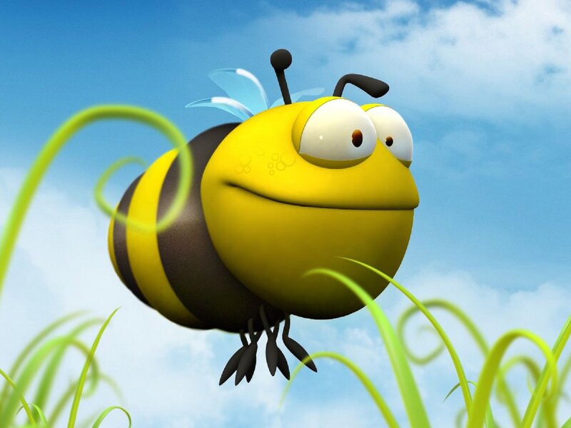 Cartoon Bee Flying — Yellow, Playful, Afternoon, 3d Render