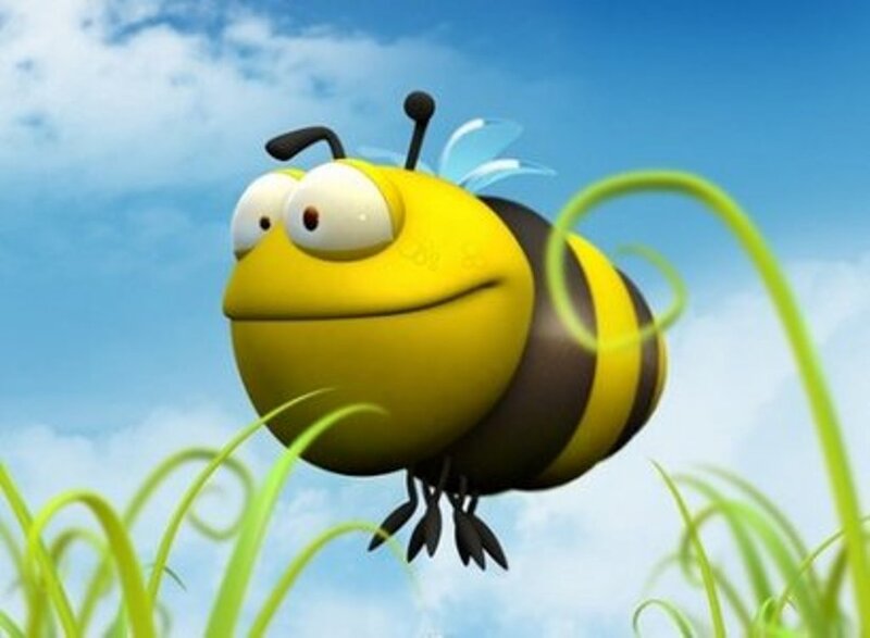 Cartoon Bee Flying — Yellow