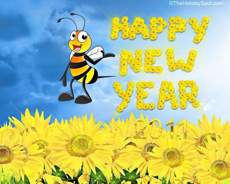 Cartoon Bee in Sunflowers