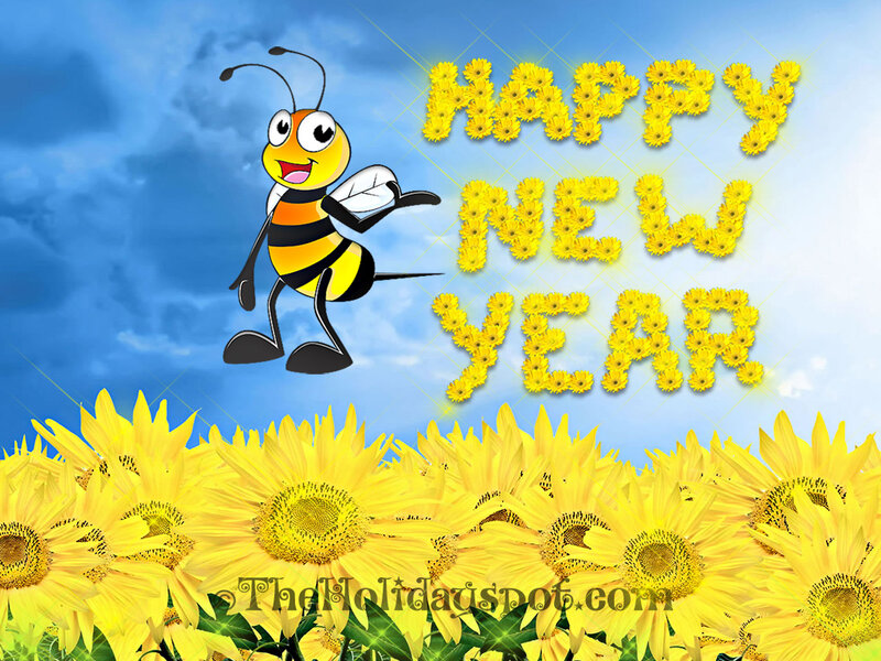 Cartoon Bee in Sunflowers — Yellow