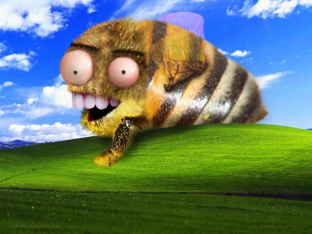 cartoon bee on a hill