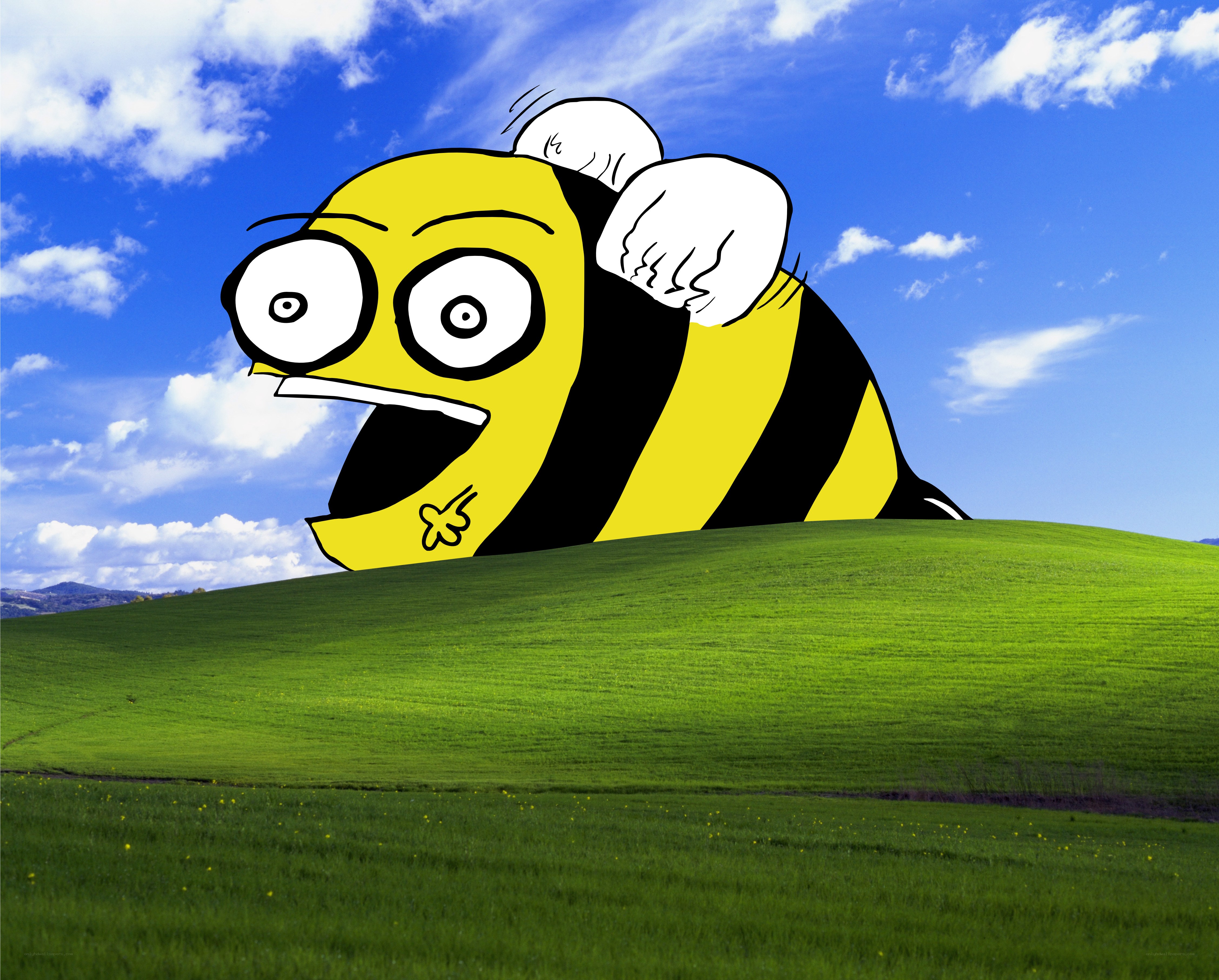 cartoon bee on a hill
