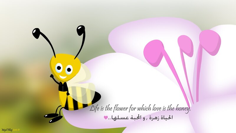 Cartoon Bee on Flower