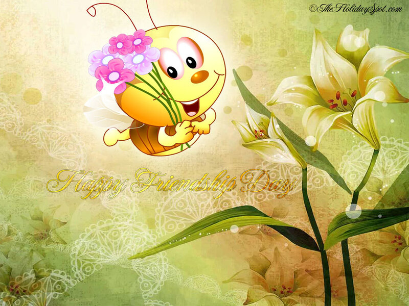 Cartoon Bee with Flowers