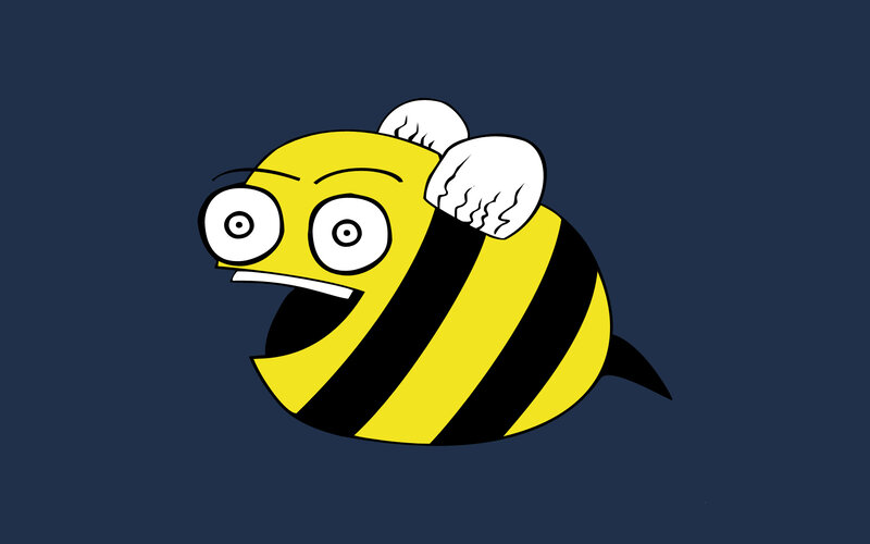 cartoon bee with shocked expression