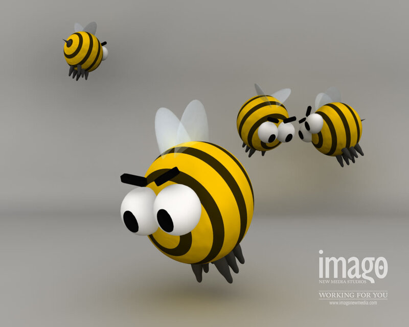 cartoon bees in flight