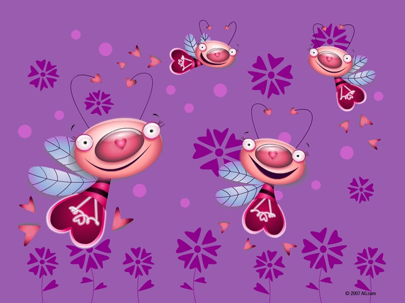 cartoon bees with hearts