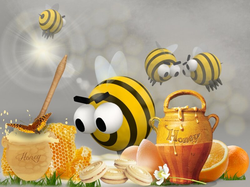 Cartoon Bees with Honey
