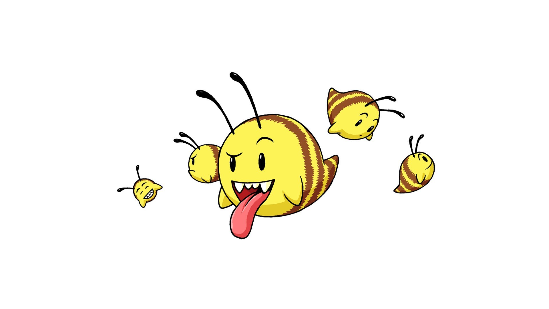 cartoon bees with one big bee