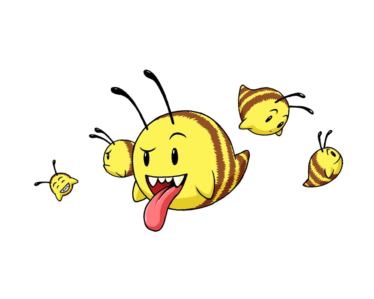 cartoon bees with playful expressions