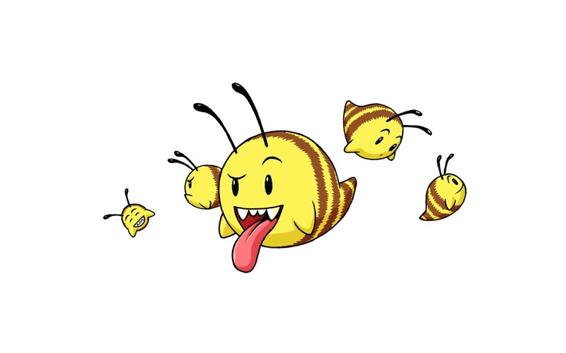 cartoon bees with tongues out