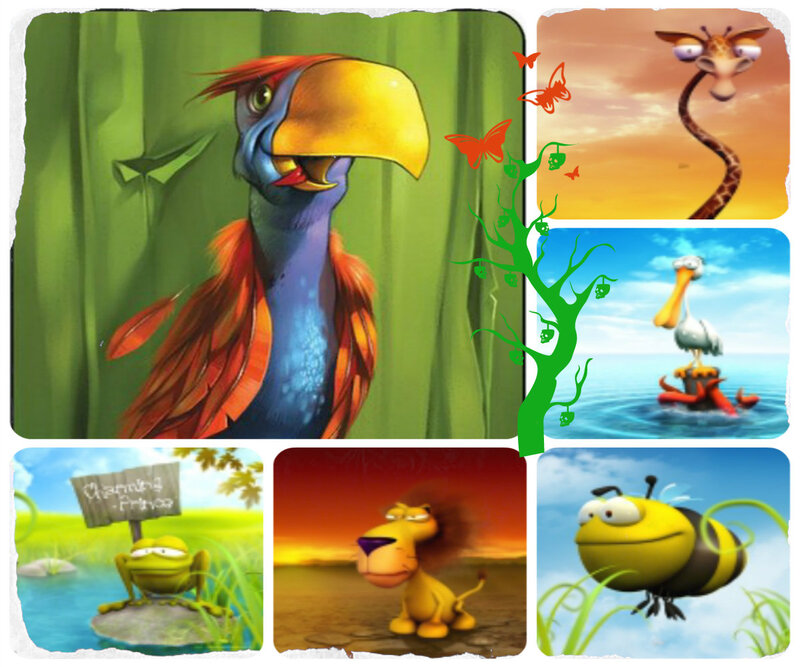 Cartoon Bird in Bamboo