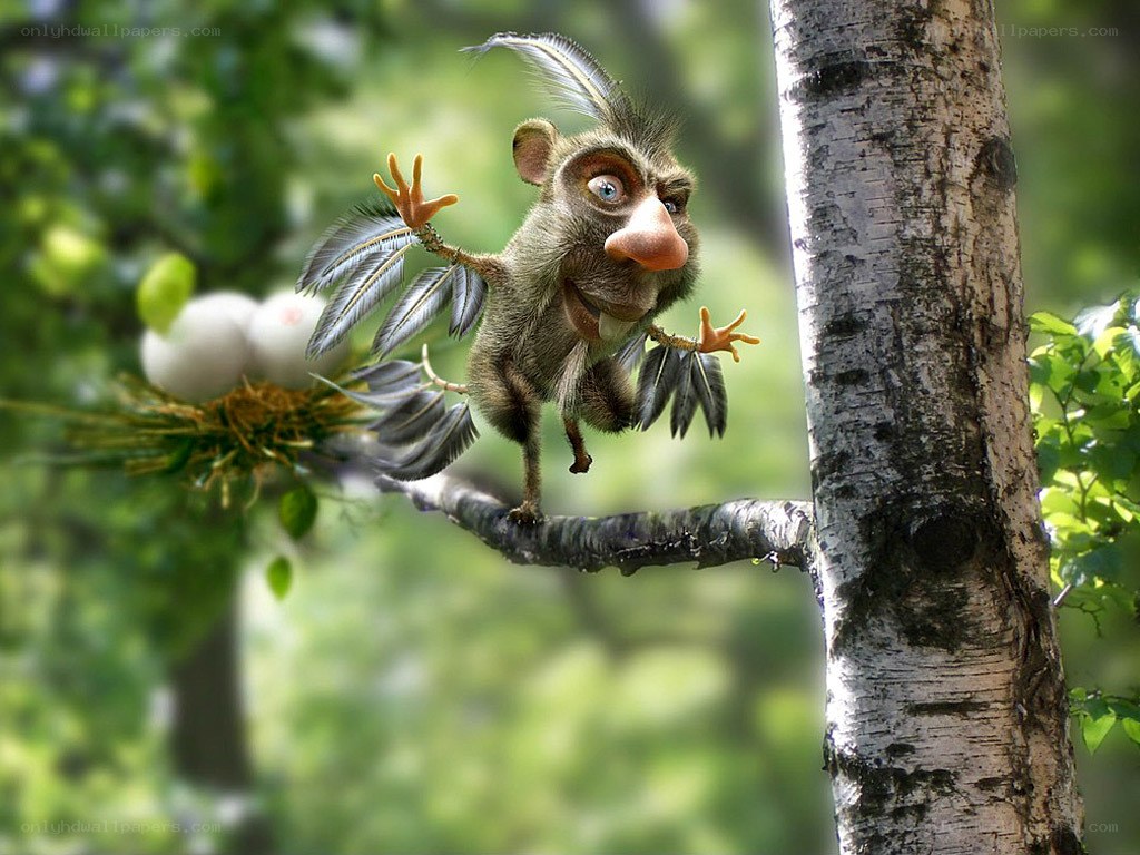 cartoon bird on a branch