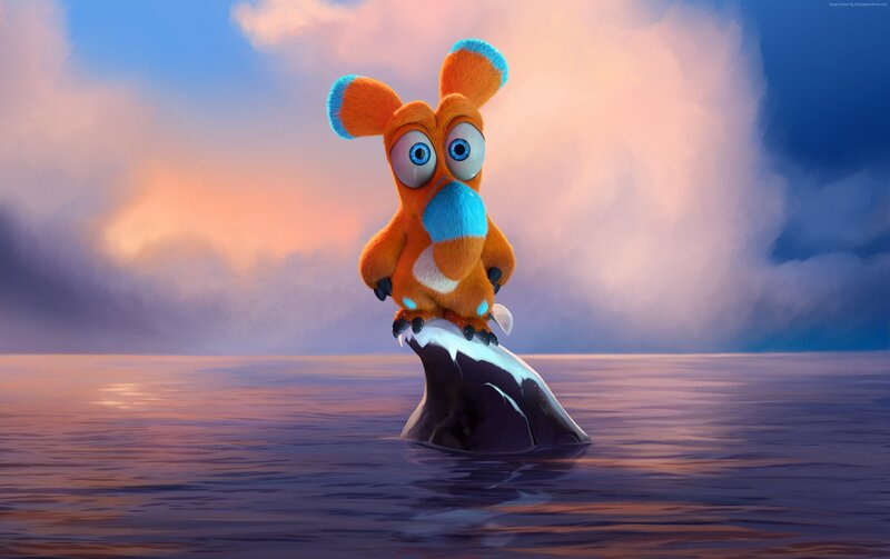 cartoon bird on a wave
