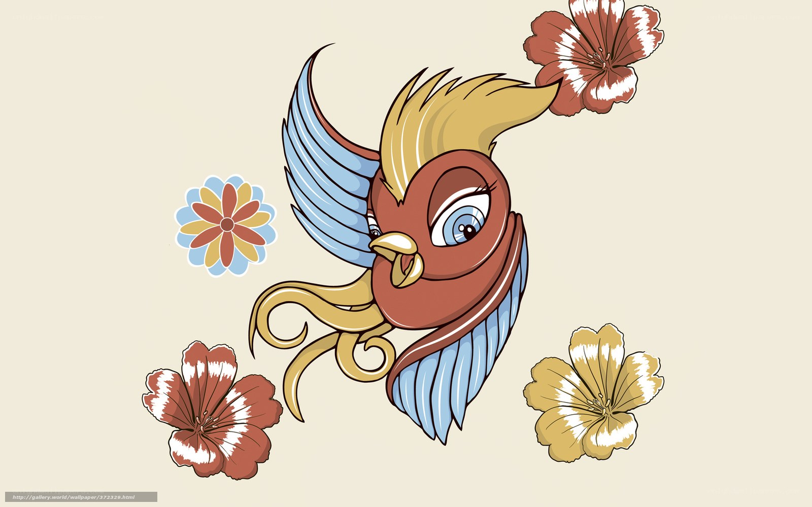 cartoon bird with flowers