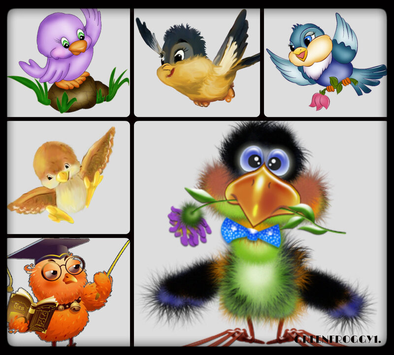 Cartoon Birds Collage