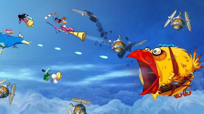 cartoon birds in sky battle