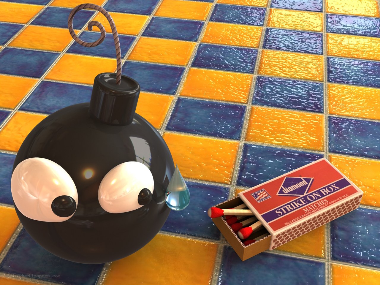 cartoon bomb with matchbox