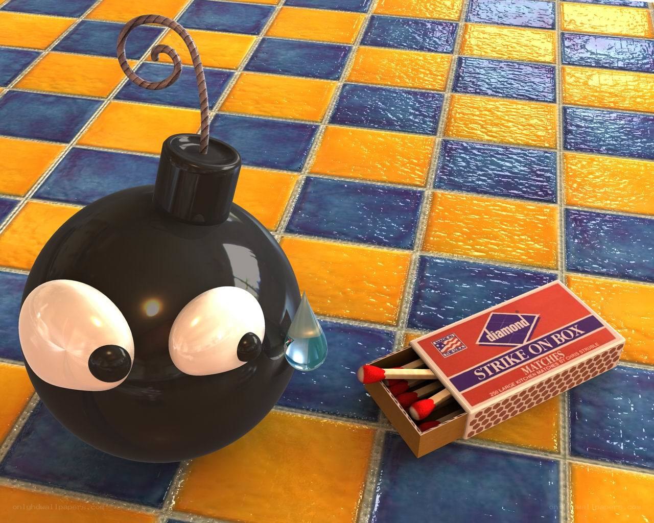 cartoon bomb with matchbox