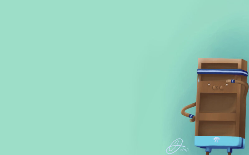 cartoon bookshelf character