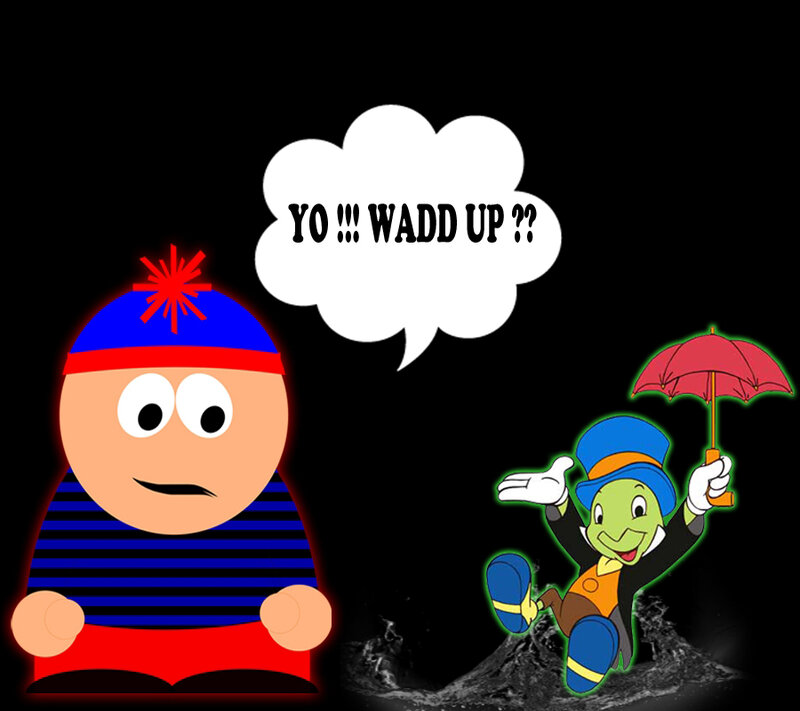 Cartoon Boy and Cricket