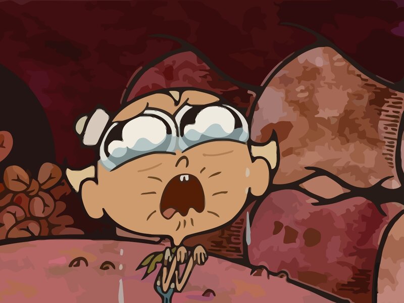 Cartoon Boy in Cave