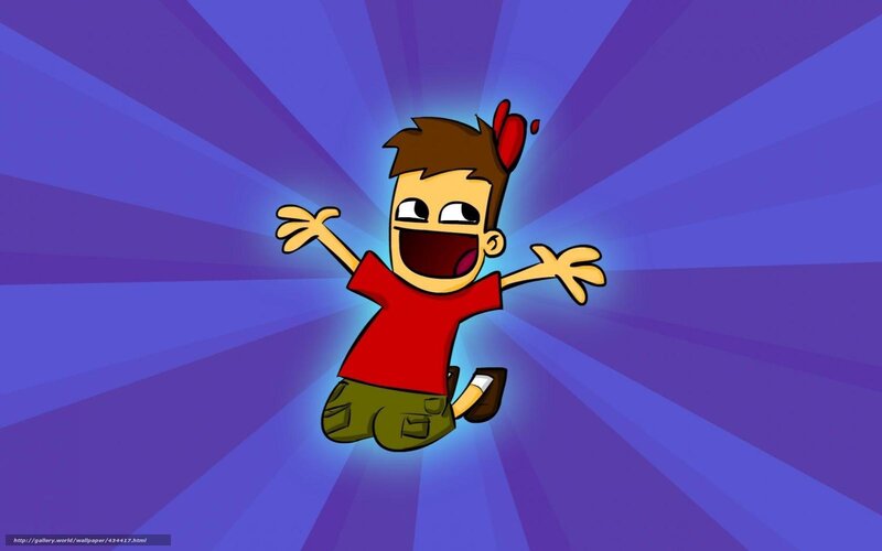 cartoon boy jumping with joy