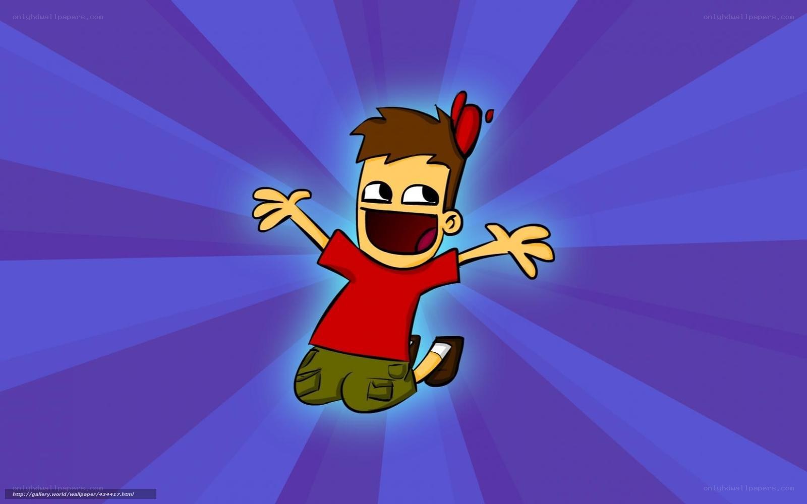 cartoon boy jumping with joy