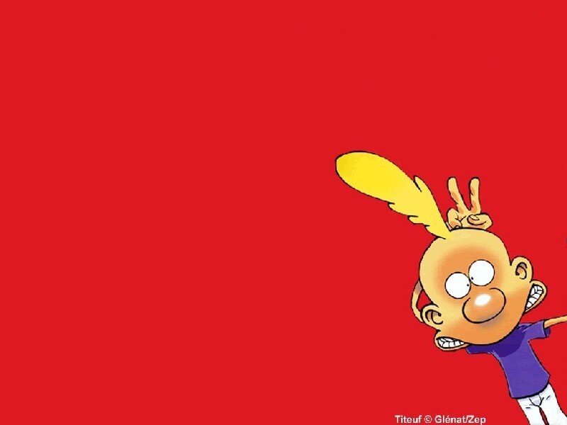 Cartoon Boy Making Peace Sign — Red