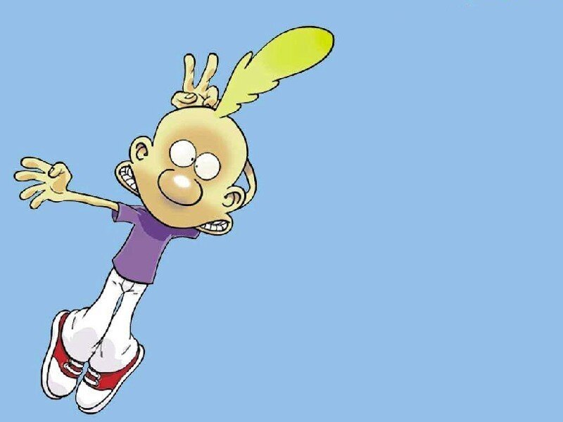 cartoon boy making peace sign