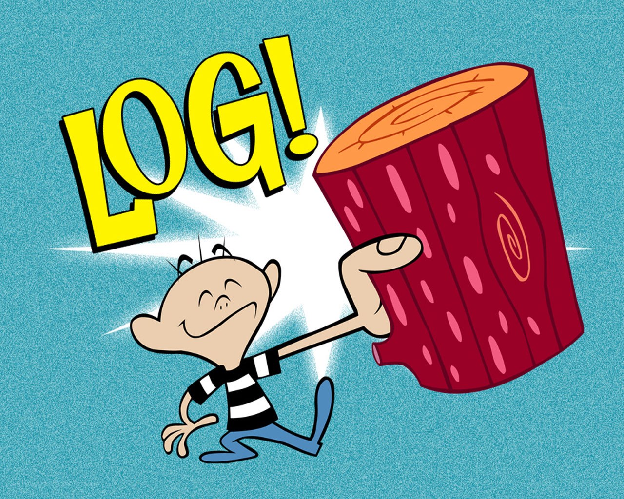 cartoon boy pushing log
