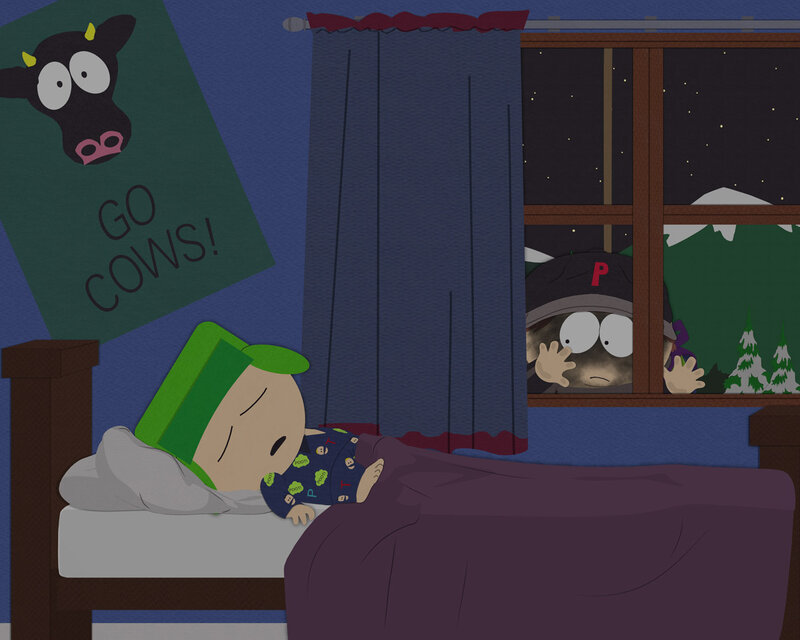 Cartoon boy sleeping in bedroom