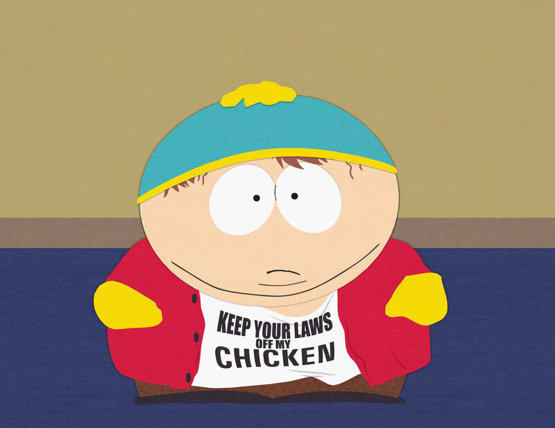 Cartoon boy with chicken shirt