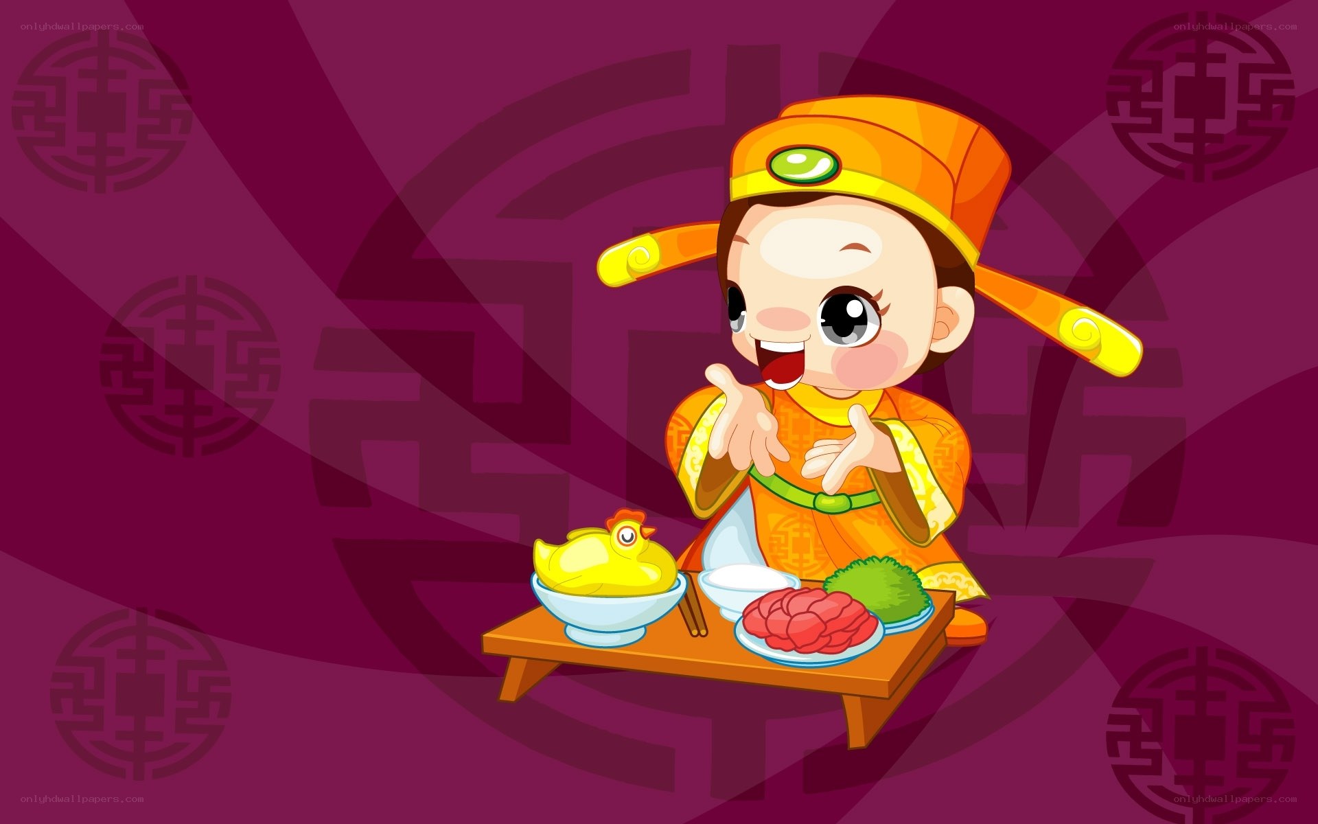 cartoon boy with food