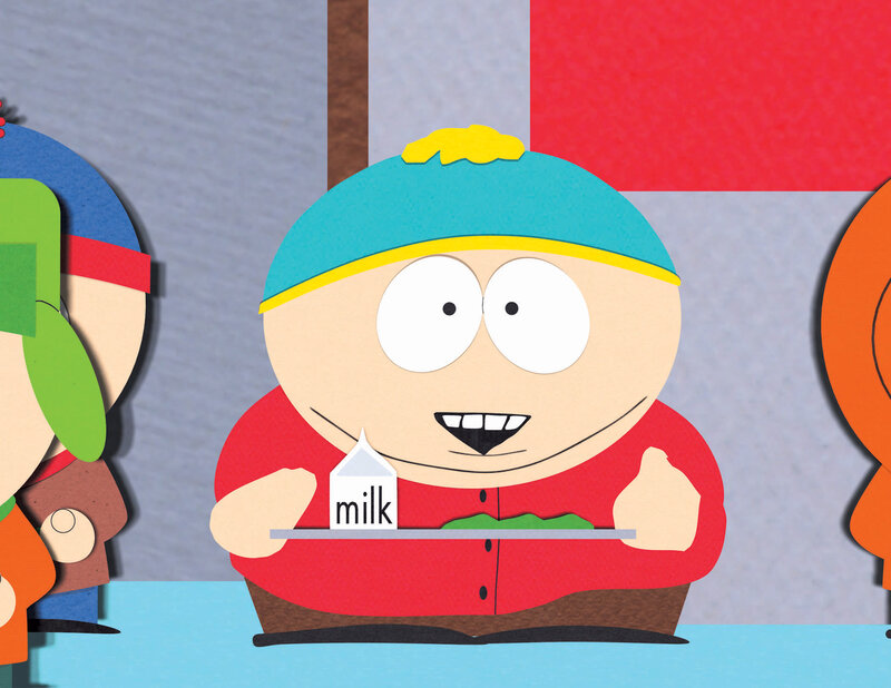 Cartoon boy with milk